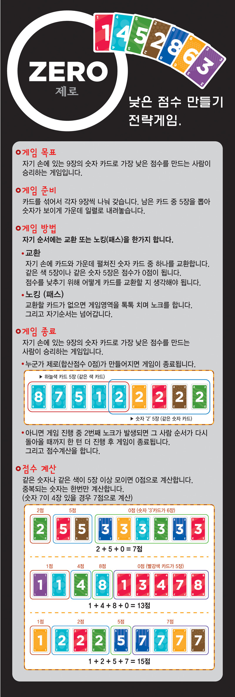 [에듀카코리아] 제로 보드게임 8세이상 3-5인 최소값만들기 심리 상세 이미지 1